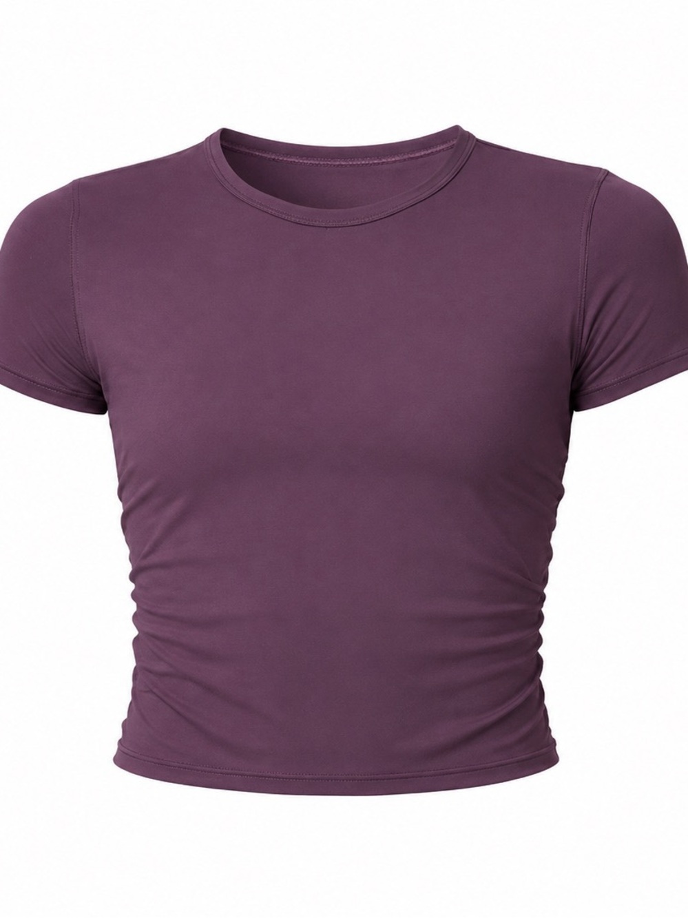 Lululemon All It Takes Short Sleeve Train Grape Thistle Ruched Crop Top